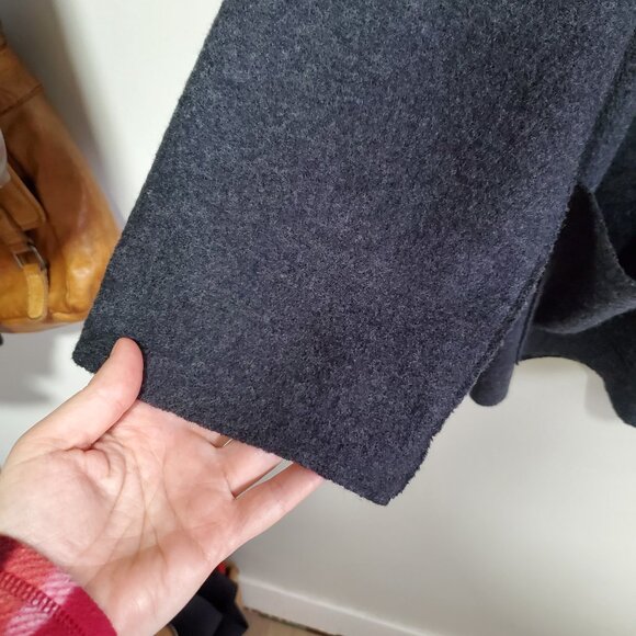 EILEEN FISHER Boiled Wool Cardigan Coatigan Coat Open Front Dark Grey Women's XL - Picture 3 of 10